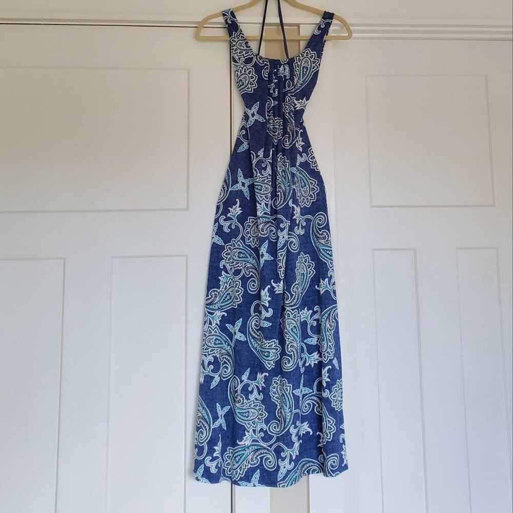 GLAMOUR Sleeveless Blue Paisley Dress. Size 4P